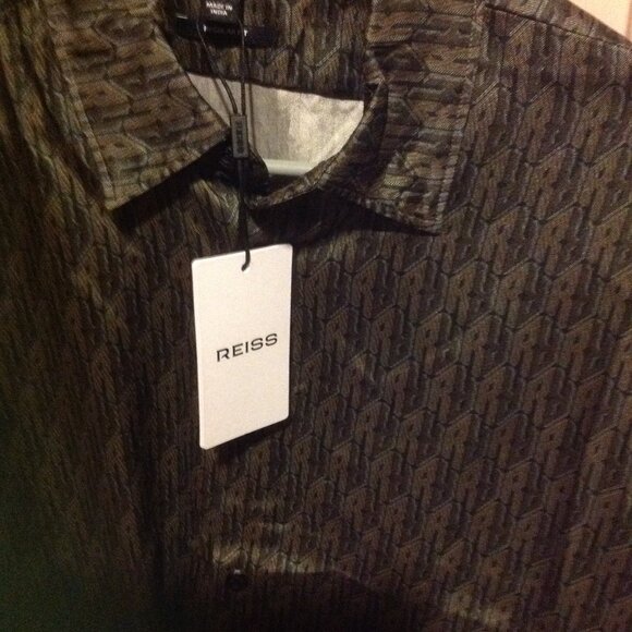 Reiss Men's Long Sleeve Brown Light Weight Shirt - Large - New with Tags - Picture 6 of 9